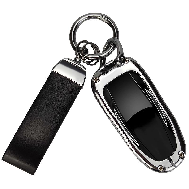 

Car Zinc Alloy Protector Keychain Shell For Tesla Model 3 Model S Model Y Fob Smart Remote Key Case Cover Holder Accessories серебряный