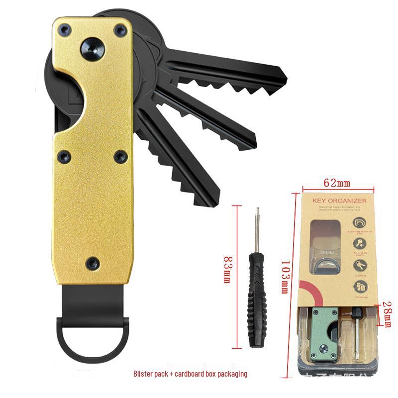 Aluminum Alloy Compact Keychain Organizer - Holds 2-6 Keys, Multifunctional and Portable