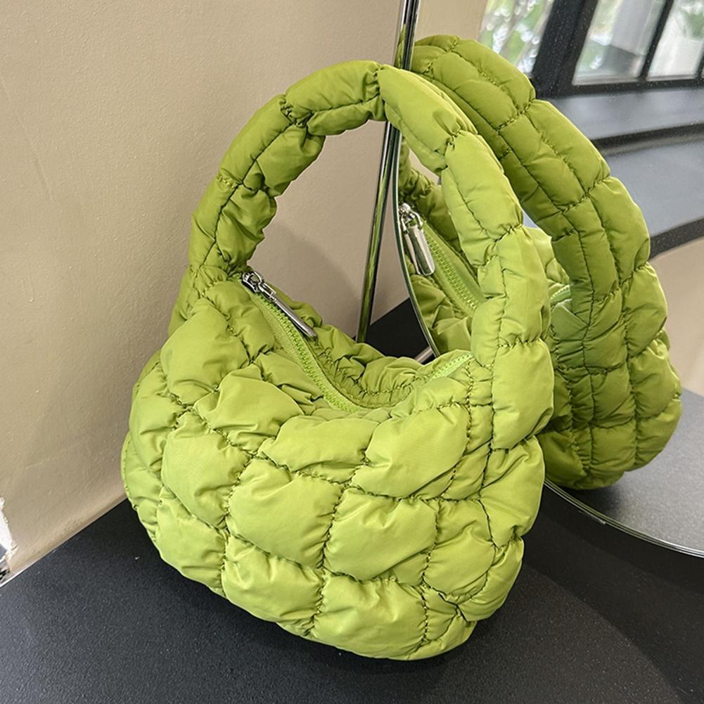 Mini-Plissee-Taschen mit Wolkenmuster für Damen, lässige, gesteppte Handtasche, gepolsterter Griff aus Nylon, luxuriöse, weiche, bauschige Tasche, Designer-Unterarmtasche