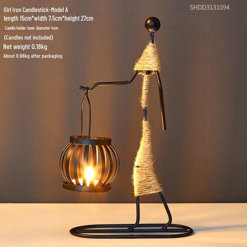 Luxury European-Style Creative Retro Wrought Iron Candlestick for Dining Table Decor and Candlelight Ambiance