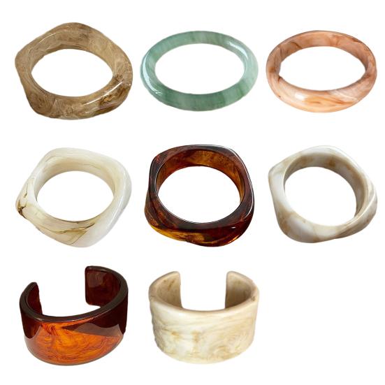 Acrylic Bracelet Retro Style Irregular Geometric Design Women Bangle Handmade Statement Bracelet Fashion Accessory