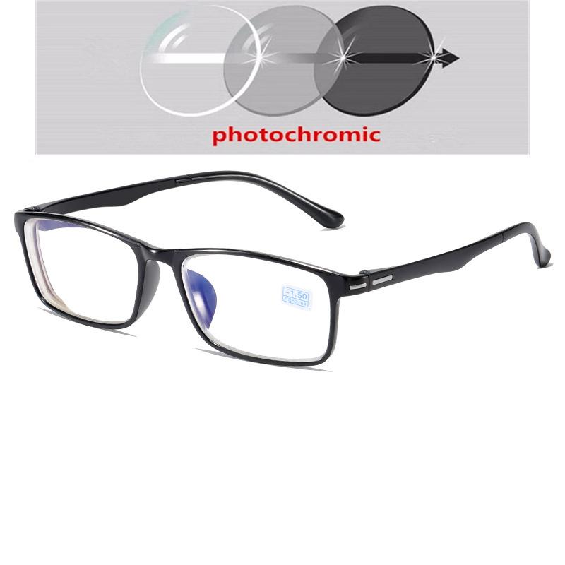0 +1.0 +1.5 To +4.0 Lightweight  Square Reader Glasses Women Men Fashion Myopia Photochromic Eyeglasses -0.5 -0.75 To -4.0