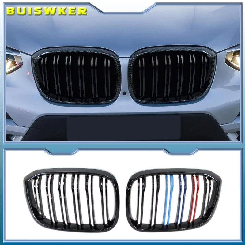 For BMW X3 X3M G01 X4 G02 2018- Front Bumper Grill Grille Gloss Black Single Slat Sport Style Car Replacement