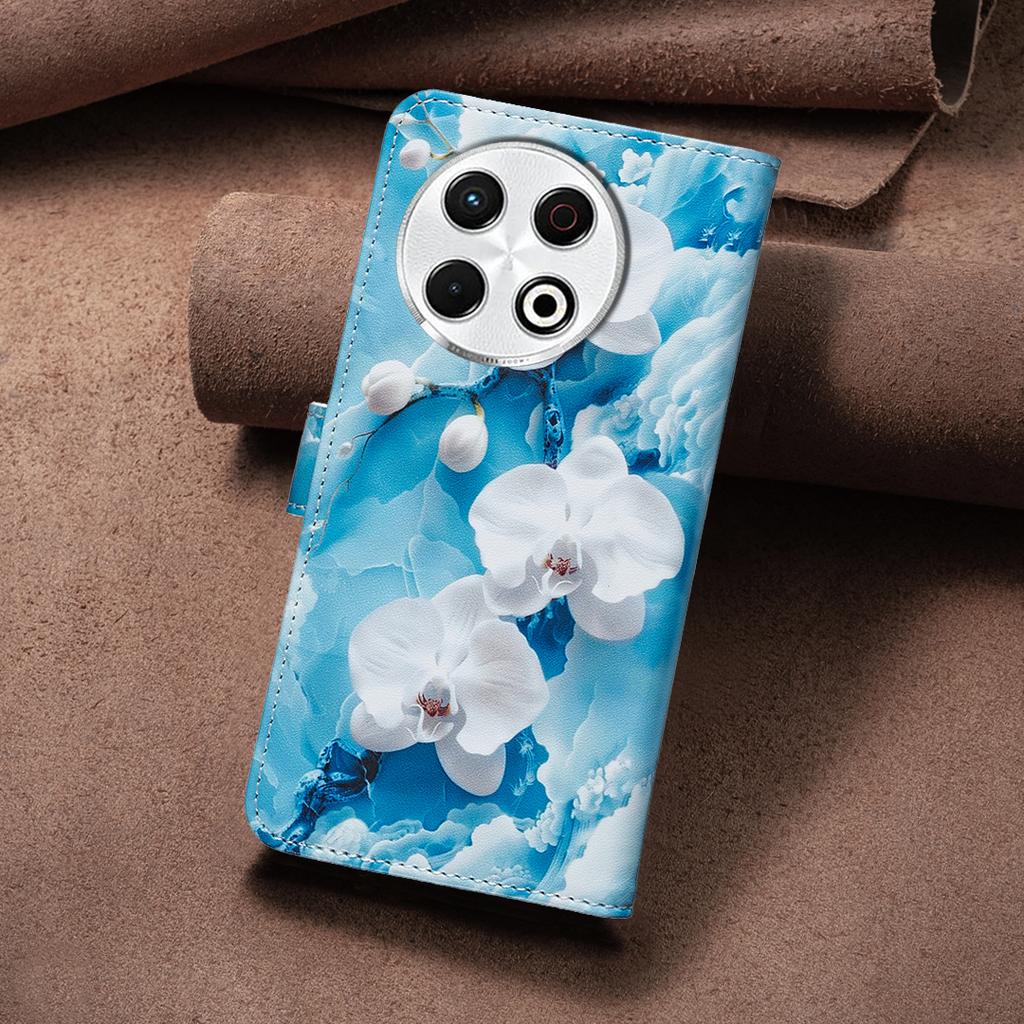 Pro pouzdra z kůže série Tecno Květinový Motýl Malovaný PU Ochranný Vyklápěcí Kryt s Držákem na Karty Magnetické Zapínání Stojánek Pro Tecno Pop9/Spark30