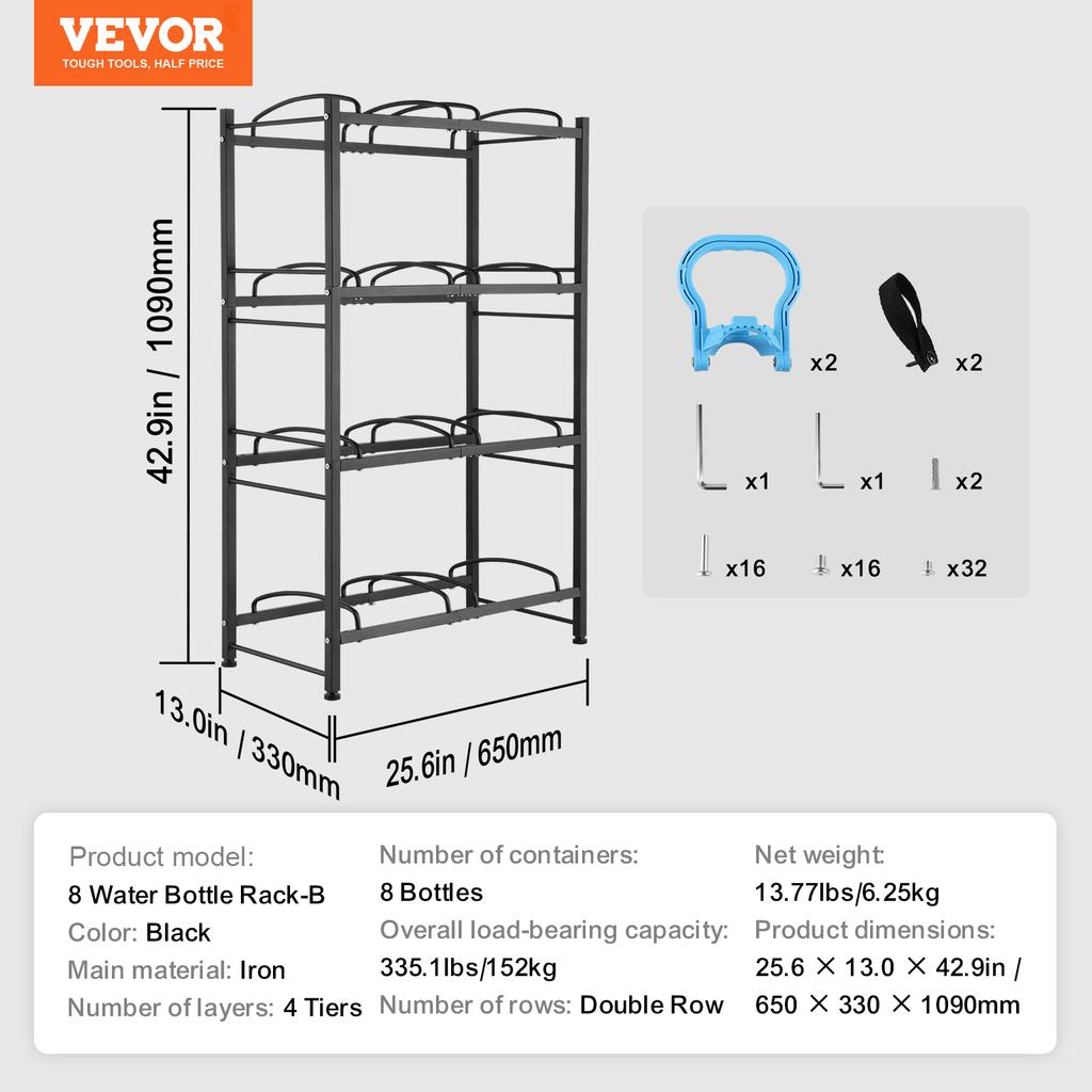SucceBuy 3/4/5 Etagen Wasserkrug Halter Eisen Wasserflaschenhalter Doppel-/Einreihig Einfache Installation für Küche Büro Wohnzimmer