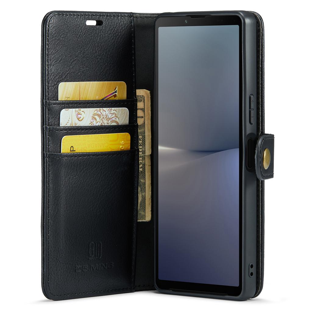 DG.MING Detachable Magnetic Phone Case for Sony Xperia 10 V Shockproof Split Leather Wallet Phone Cover