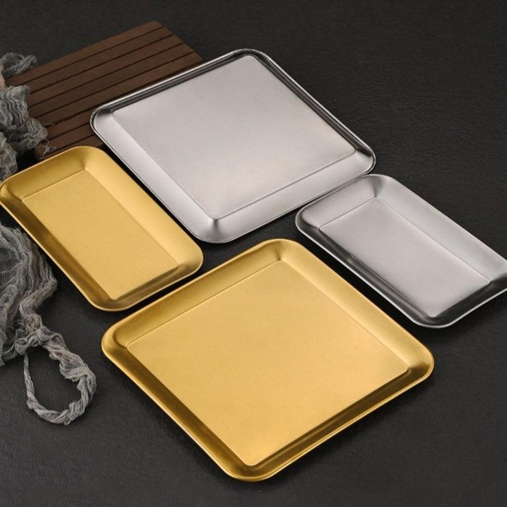 2PCS/SET Wear-resistant Stainless Steel Tray Rustproof Seafood Plate Shallow Tray  Restaurant Use