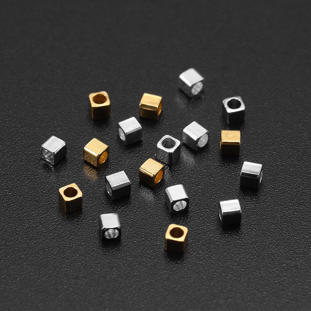 

DIY High-Quality Copper Square Beads - Large Hole Cube Spacer Beads for Bracelets 2x2mm [100 pcs/pack]
