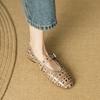 2024 New Spring Summer Women Flats Concise Retro Buckle Strap Genuine Leather Mary Janes Hollow Out Casual Working Shoes Woman