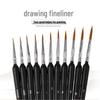 Набір кистей для лайнера з вовни вовка на трикутній ручці - 11-штук Ультратонкі нейлонові кисті для акварелі та контурування