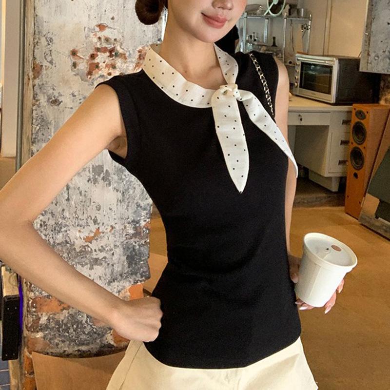 

Элегантный женский летний жилет без рукавов в черном цвете во французском стиле (Новая коллекция 2025) XL чёрный