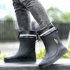 Waterproof Shoes Men's and Women's Rain Shoes Fashion Short Tube Thickened Warm Rubber Shoes Work Non-slip Fishing Kitchen Rain Boots