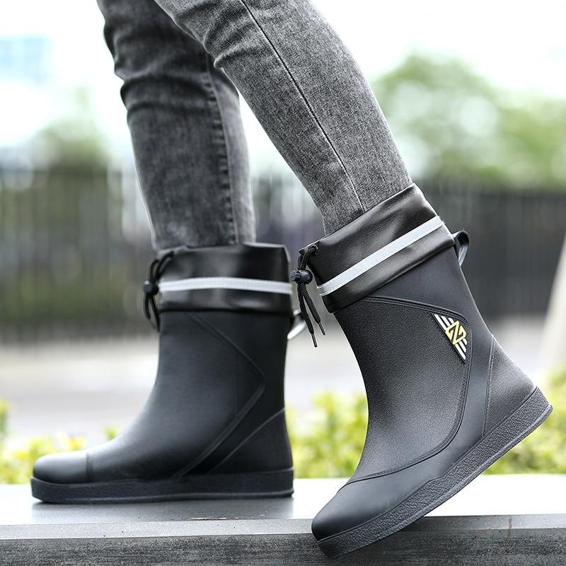 Waterproof Shoes Men's and Women's Rain Shoes Fashion Short Tube Thickened Warm Rubber Shoes Work Non-slip Fishing Kitchen Rain Boots