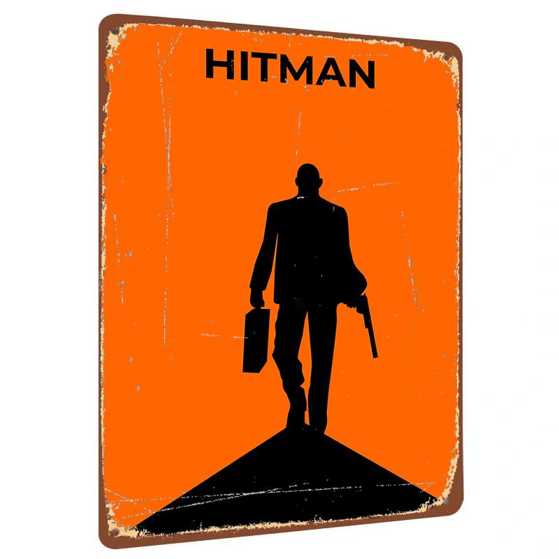 

HITMAN Силуэт Металлическое Настенное Искусство Современный Домашний Декор Постер Фильма Игры Декоративная Железная Картина для Гостиной Офиса 20x30cm（7.8x11.8inch）