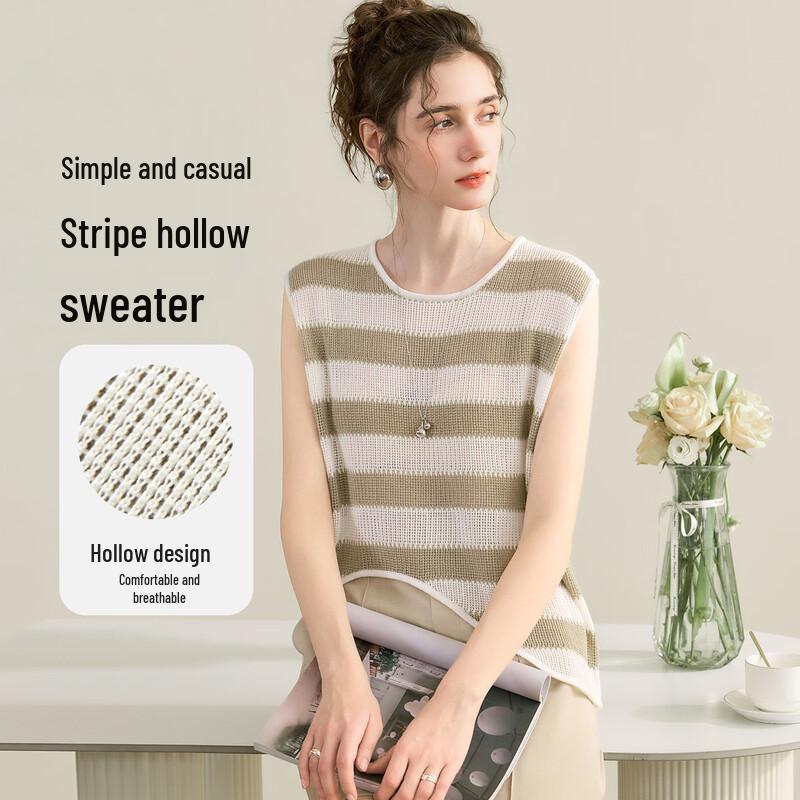 Snowforte Women s Silk Blend Irregular Hollow Out Wide Vest Top L