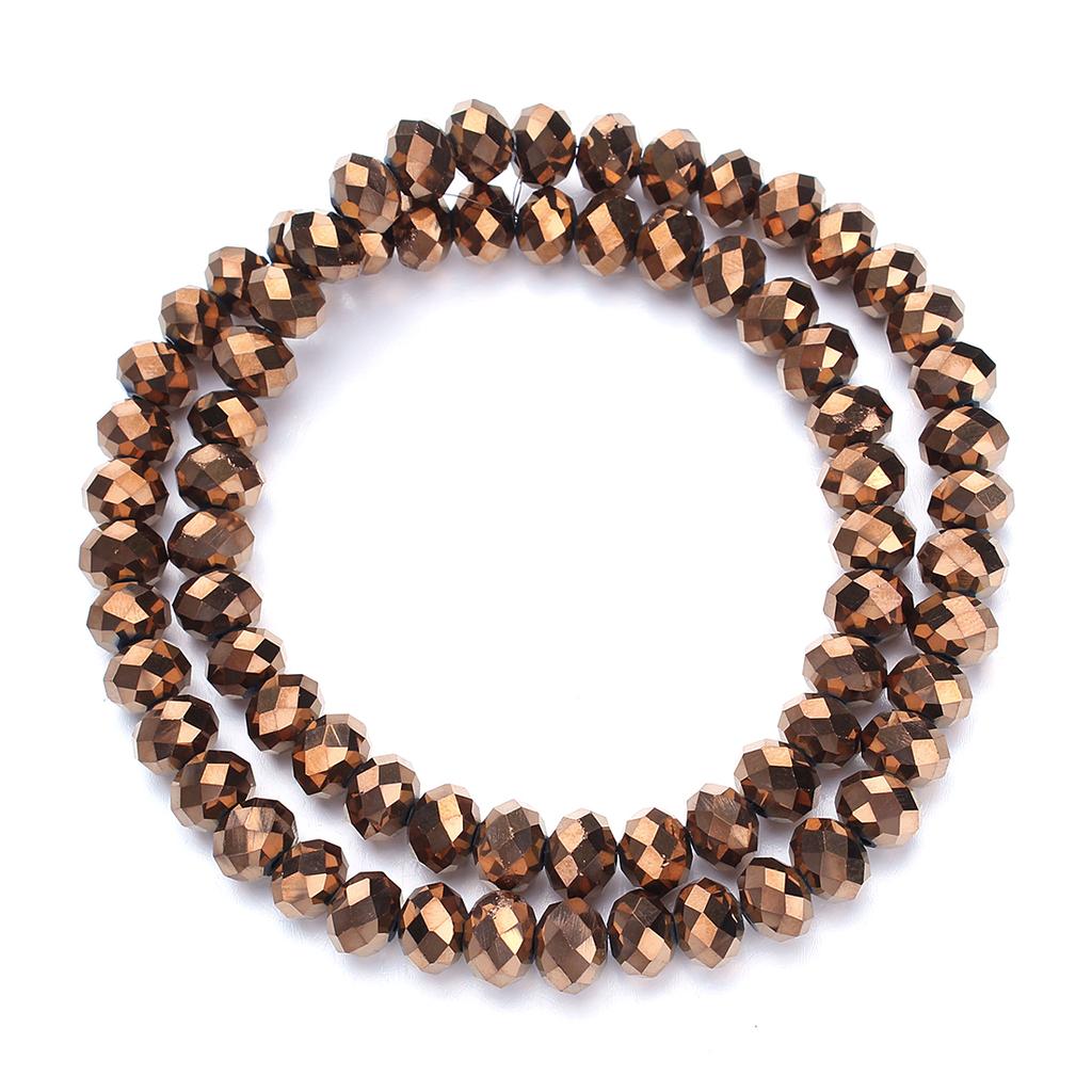 1 Strand 3 4 6 8 10mm Rondelle Faceted Crystal Beads Brown Glass Loose Beads For DIY Jewelry Making Necklace Bracelets Supplies