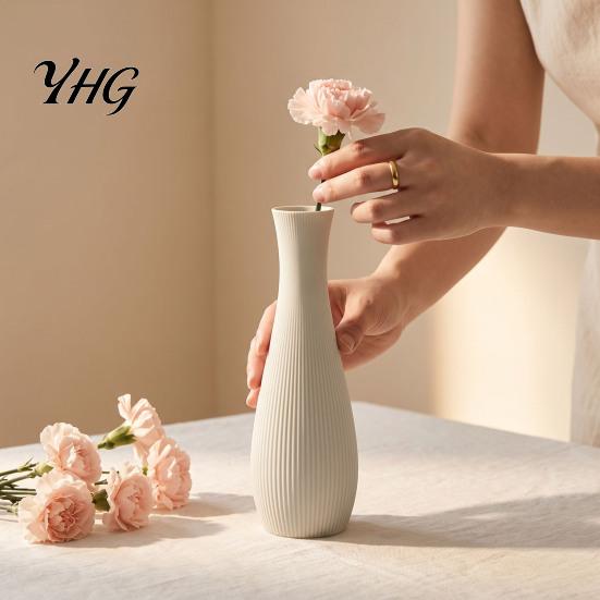 Handmade Style Vase for Floral Arrangements 3D Printed Ribbed Vase, Modern Minimalist Flower Container Dried and Flowers Artificial Flowers,