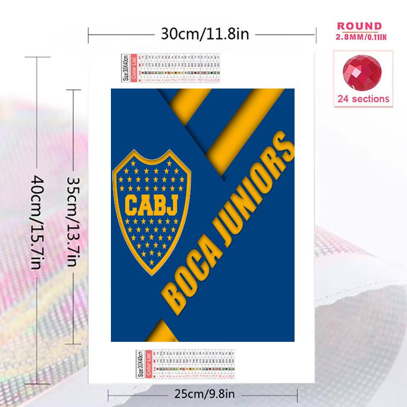 Boca Juniors logo Pattern 3pcs 100% Round Full Drill 5D DIY Diamond Painting Embroidery Cross Stitch Rhinestone Décor
