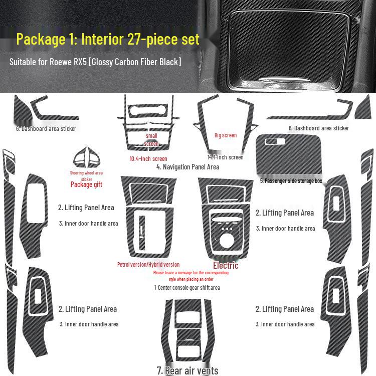 Roewe RX5 MAX Innenraum Modifikationsaufkleber: Mittelkonsole & Schalthebel Dekorfolie