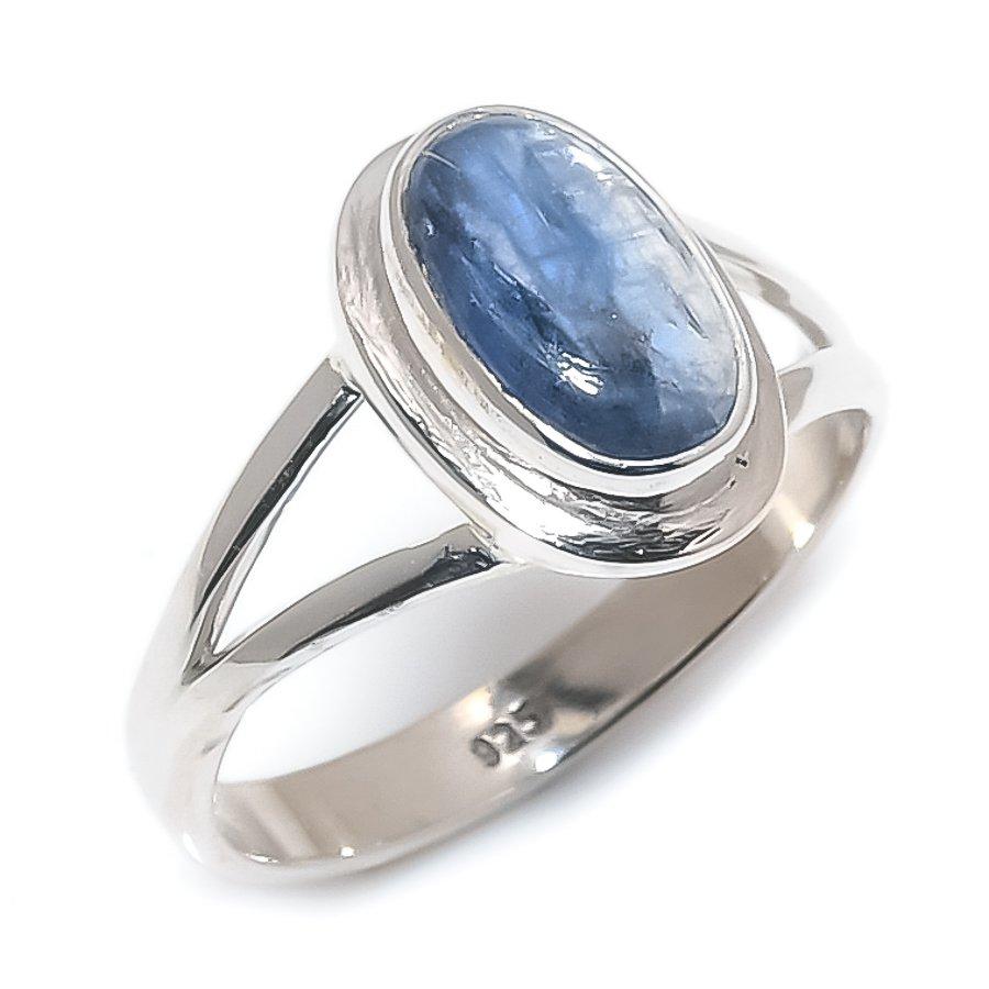 Natural Blue Kyanite Gemstone Handmade 925 Solid Silver Jewelry Ring Size 9 O7m21