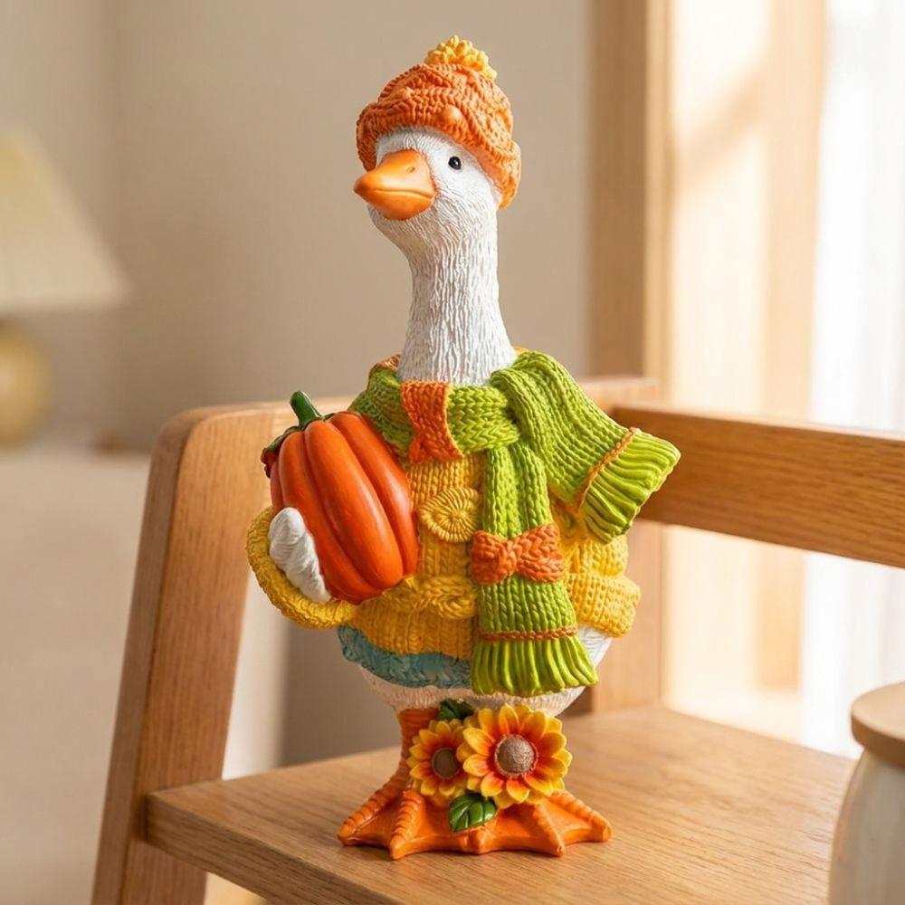 Rustic Style Resin Duck Statue Harvest Theme Animal Sculpture Goose Statue Lawn Ornament Office