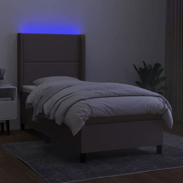 VidaXL Sommier à Lattes de Lit avec Matelas LED, Lit Rembourré, Lit Simple, Lit Adulte de Chambre à Coucher Intérieur, 3138217