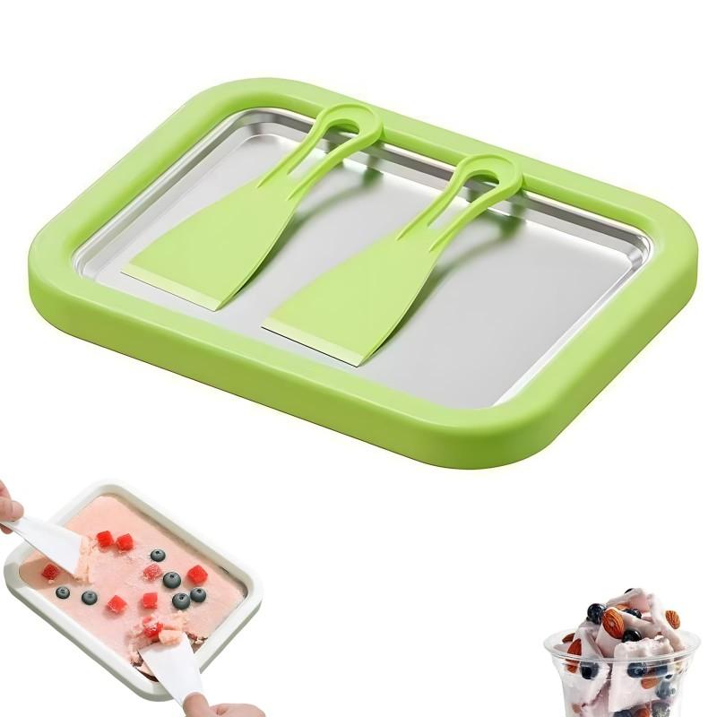 Rechteckiges Eisrollen-Maker-Kit, Eisrollenmaschine für zu Hause mit Sofortgefrierplatte und 2 Schabern, DIY-Eisrollenplatte für Kinder und Erwachsene