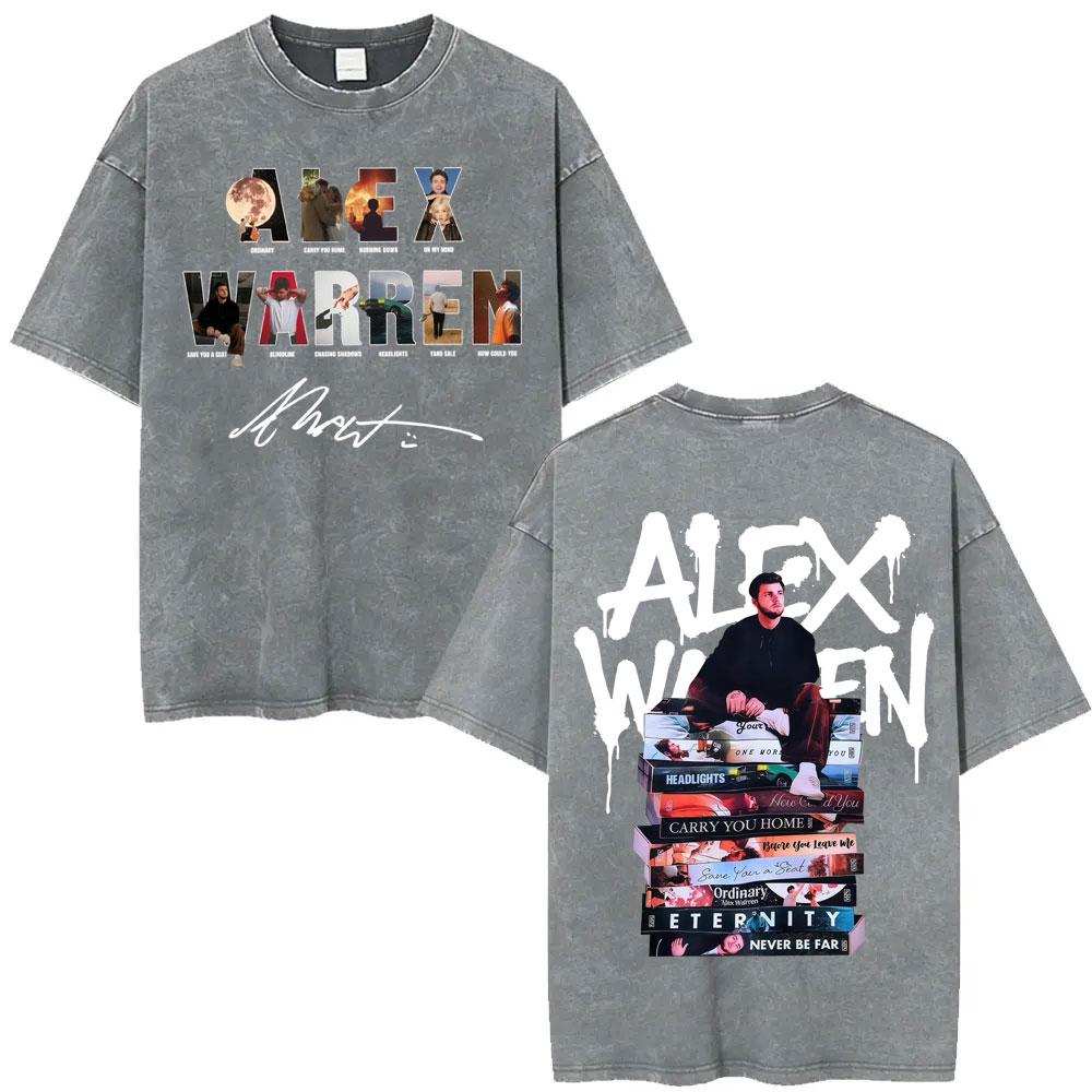 

Alex Warren Little Orphan Alex Live Tour Vintage Washed Tshirts Men Women Harajuku Hip Hop Short Sleeve T Shirt Streetwear 2XL