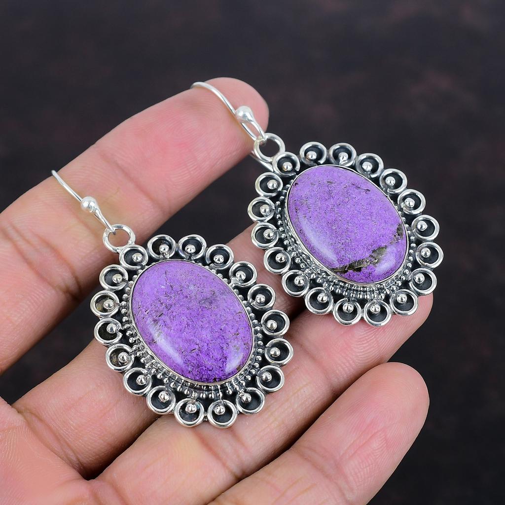 Purpurite Gemstone Earring Handmade Earrings Elegant Jewelry 925 Sterling Silver Earring Birthstone Earring Gifts For Wife Purpurite Jewelry