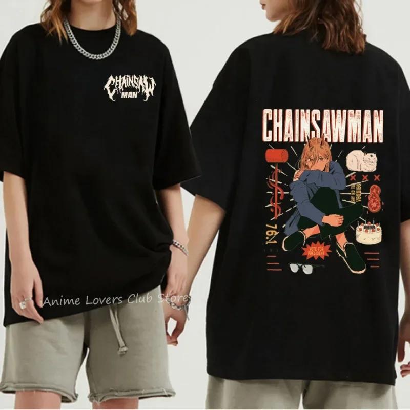 Japanese Anime Chainsaw  Graphic Print T Shirt Women's Fashion Casual Crew Neck Short Sleeve Unisex T Shirt