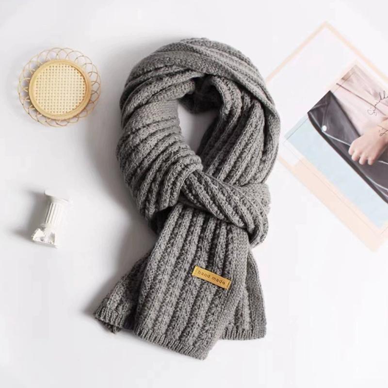 WTEMPO Solid Color Autumn Winter Long Knitted Scarves Retro Casual Versatile Cold-proof Windproof Warm Scarves Christmas/New Year Festive Scarves