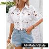 Camicette e camicie con collo a polo, casual, alla moda, a maniche corte, da donna