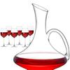 Buuyyaa Wide Decanter with 6 Wine Glasses, Stylish Miranda Style, 1500ml, Clear (with Handle)
