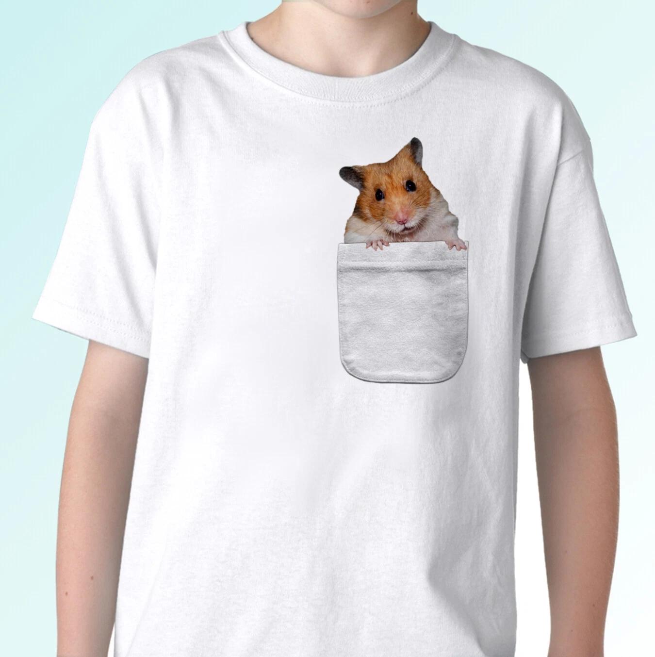 

Hamster pocket print white kids boys T-Shirt animal tee top design gift all sizes 100