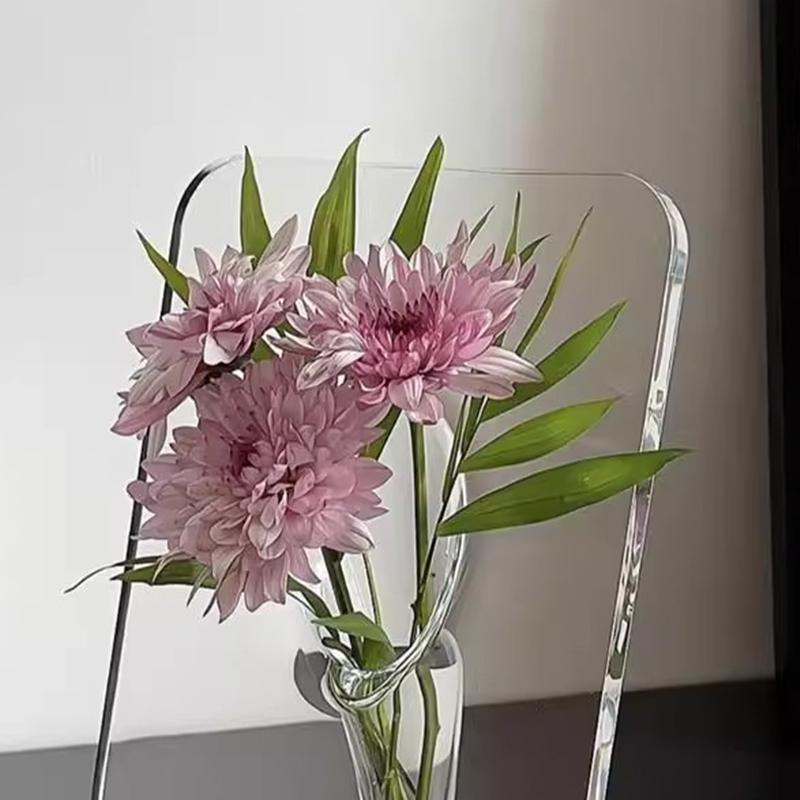 Modern Clear Acrylic Frame Flower Vase for Flowers - Decorative Art Vase for Home Desktops And Bookshelves