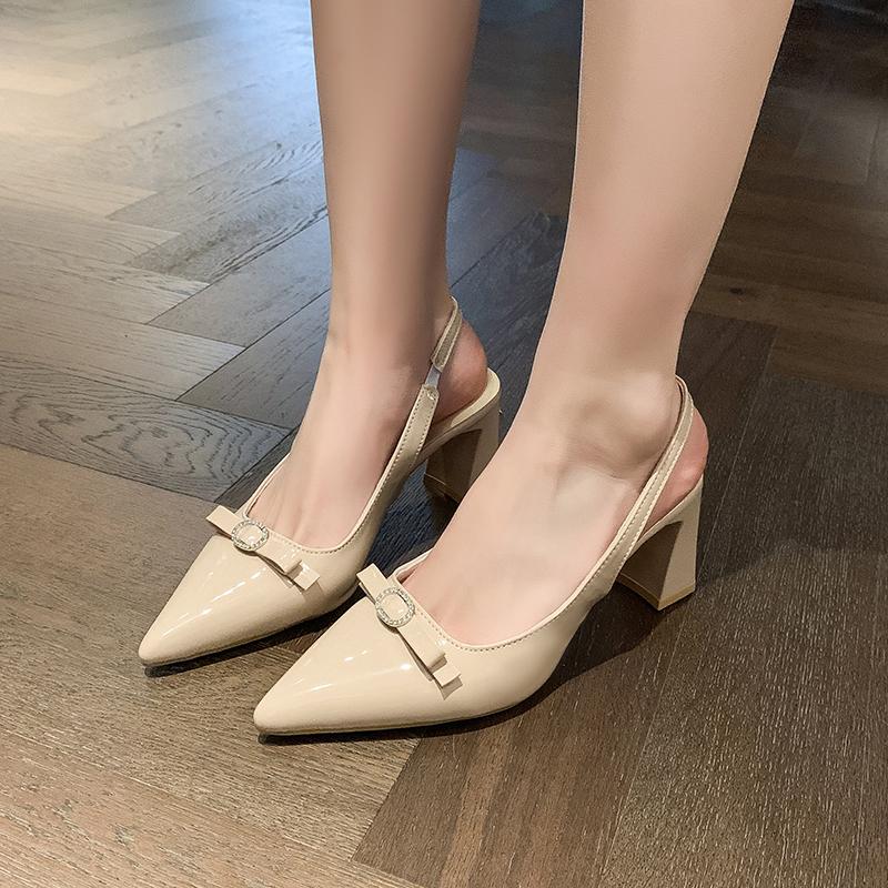 Fashion Elegant Women's High-Heeled Sandals 2025 Style Fine Arch Bow-Tip Design Lightweight  Strap High-End Comfort