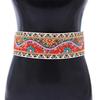 Bohemian Stretch Waist Belt Waistband with Ethnic Beads Accent Adjustable Wide Cinching Band for Dresses and Skirts