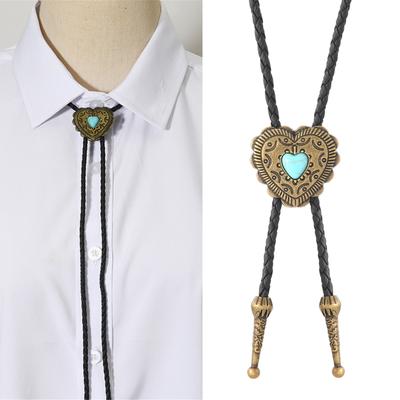 Engraving Stone Bolo Tie Carved Necktie for Shirt Jeans Western Necklace Braided Shoestring Necktie Bolo Tie