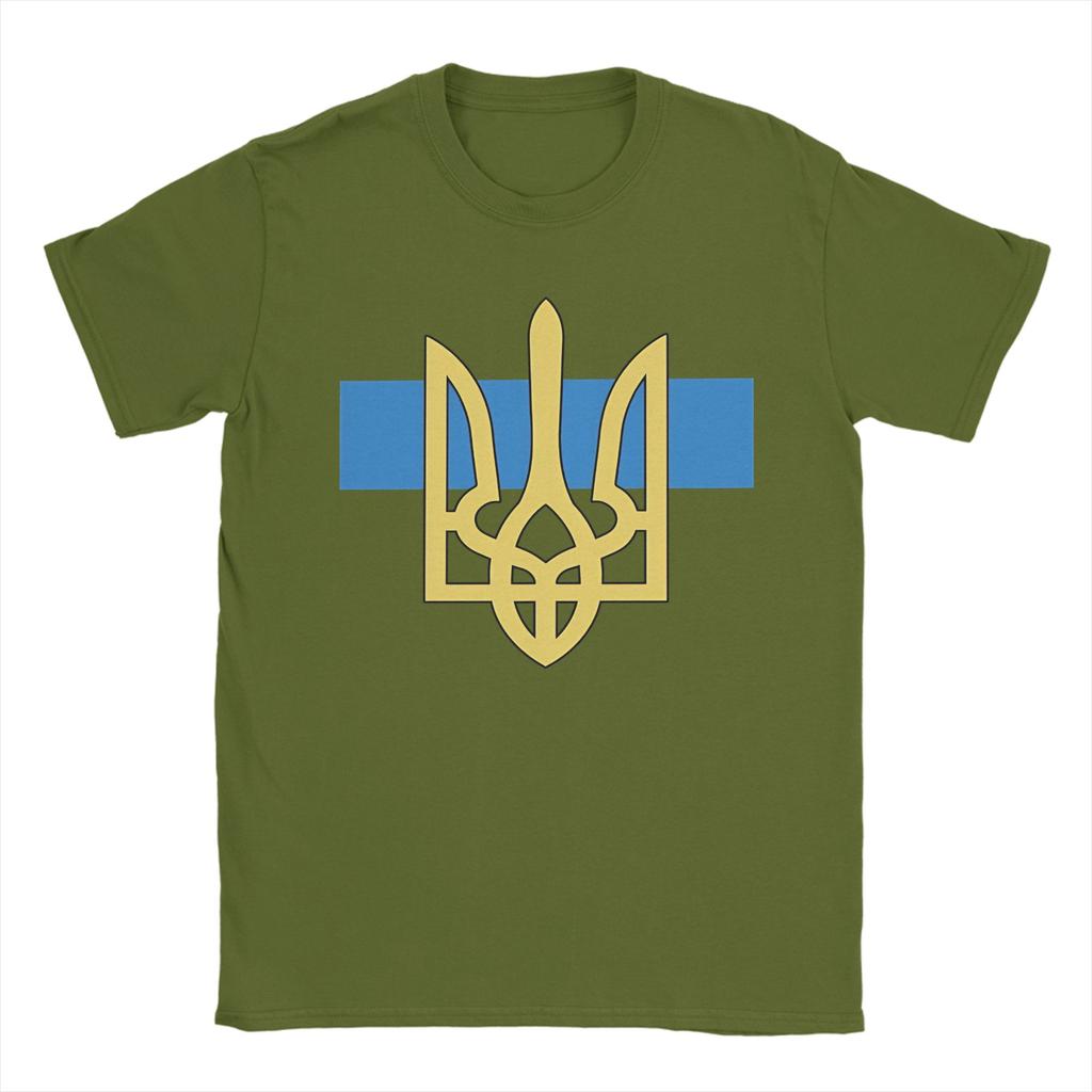 Ukraine Tryzub TShirt Men Vintage Cotton Tees Round Neck Short Sleeve T Shirts Plus Size Clothes