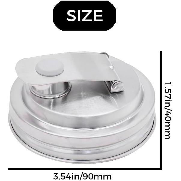 2 Pack Mason Jar Pour Spout Lid - Fits Regular Mouth & Wide Mouth Jars (86mm) - Leak Proof Stainless Steel Flip Cap for Drinking, Salad Dressing &