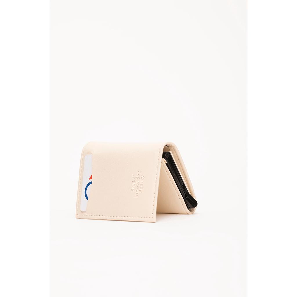 Schwarze Shk69-Geldbörse aus Kunstleder mit Papiergeldfach, automatischem Schiebemechanismus, Vordertasche und Kartenhalter