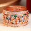 Luxury Inlaid Multicolored CZ Women's Ring Shine Gold Color Geometry Daily Wear Party Jewelry Anniversary Gift