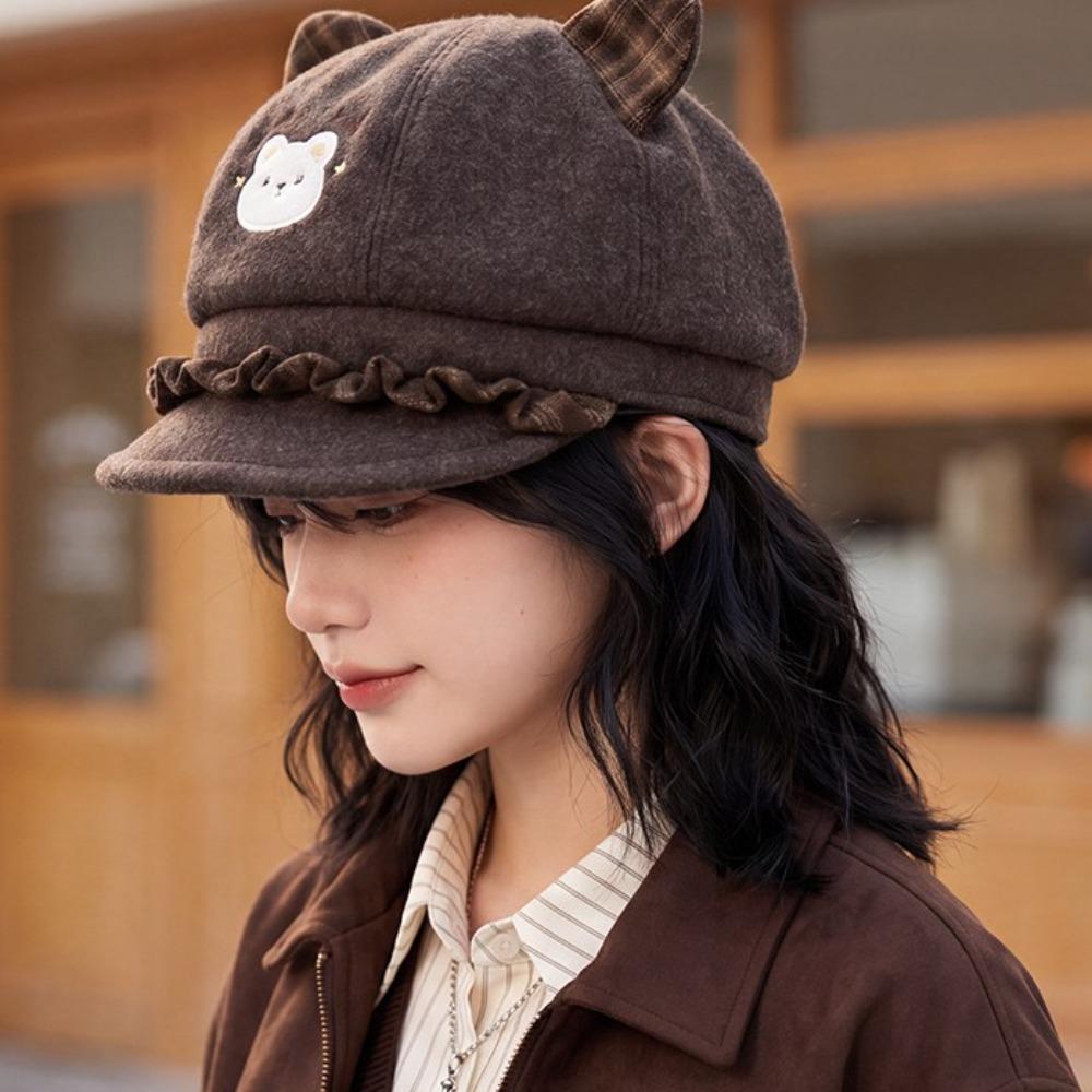 Cat Ears Newsboy Cap Japanese Style Baseball Cap Fashion Women's Beret Autumn and Winter