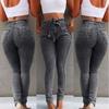 Women Jeans Skinny Elastic Denim Jeans Casual Fashion Tassel Belt High Waist Bleached Pencil Pants S-5XL Long Trousers 30208