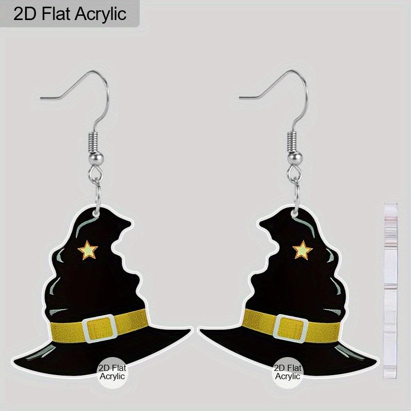 

2D Плоские Акриловые Серьги на Хэллоуин Украшение Милый Кулон в виде Шляпы Ведьмы Ювелирные Изделия для Девочек Женщин Подарок на Хэллоуин