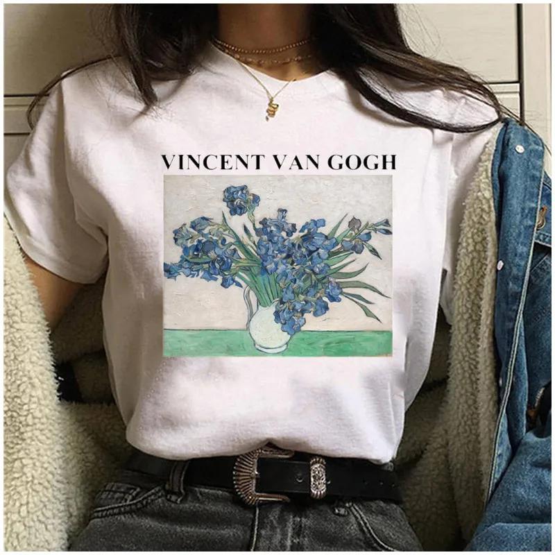 Hot Sale T shirt Women Van gogh Printed Female Tshirt Fashion Graphic TShirt Harajuku Korean Style Short Sleeves Clothes Female S