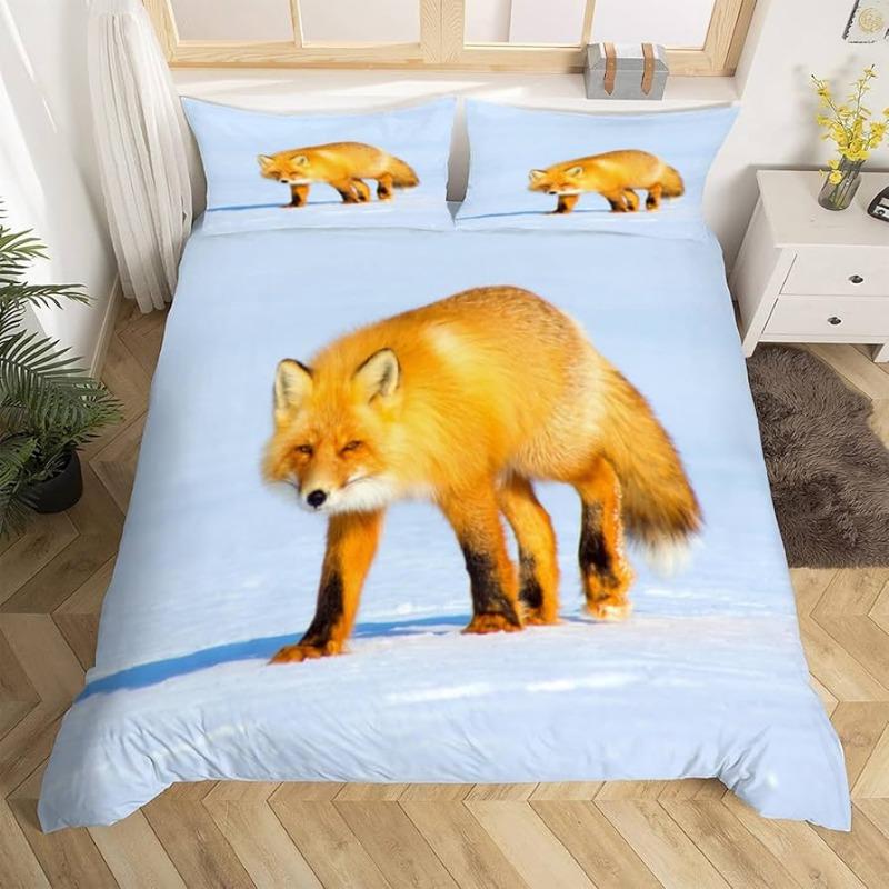 3D Cartoon Fox Pattern Bedding Set Home Decoration Duvet Bedding Gift for Children and Teenagers