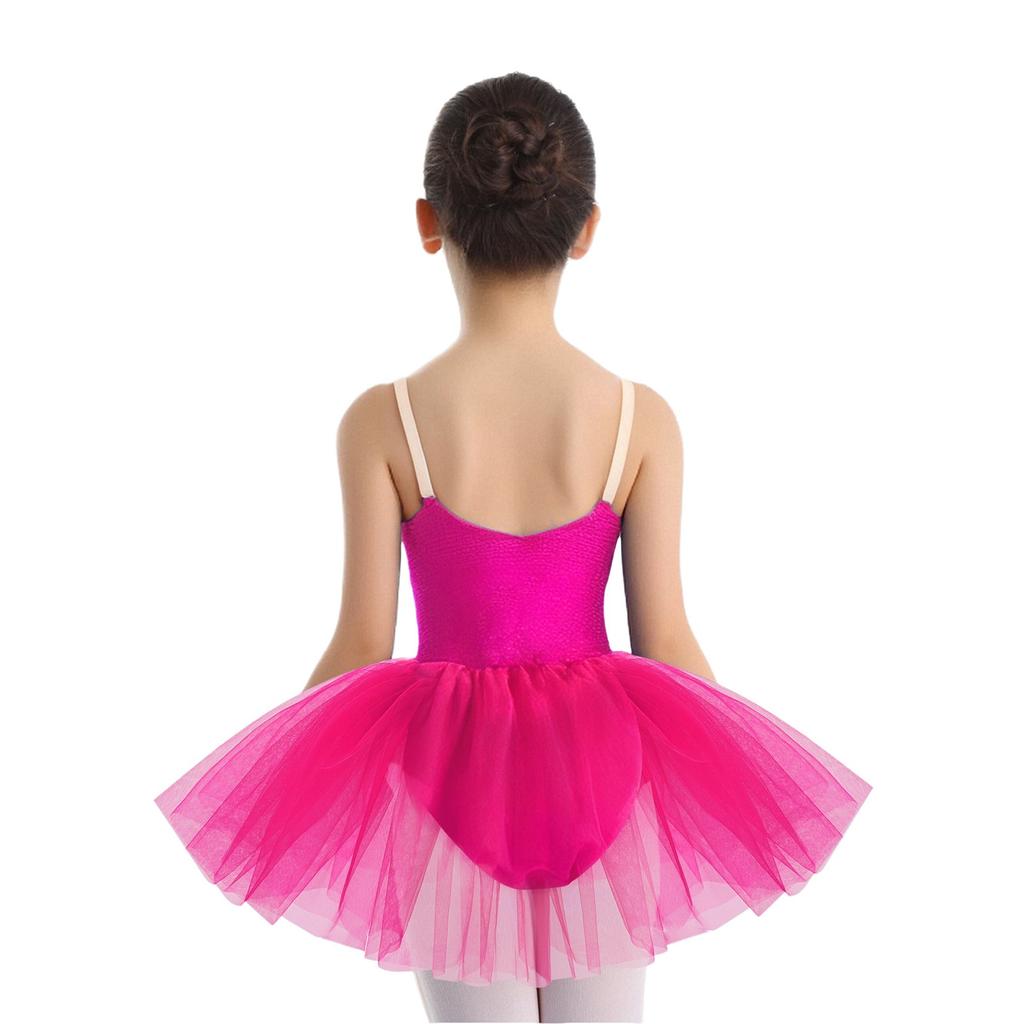 Flickors Balett Tutu Klänning Ärmlös Design Justerbara Spaghettistraps Spetsdetalj Framtill Uppträdande Danskläder