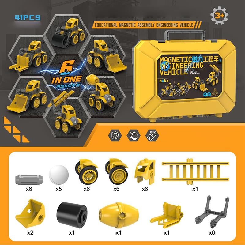 

Magnetic Building Robot Engineering Car Set DIY Magnetic Assembly Model Educational Puzzle Gift For 3-6 Year Old Kids