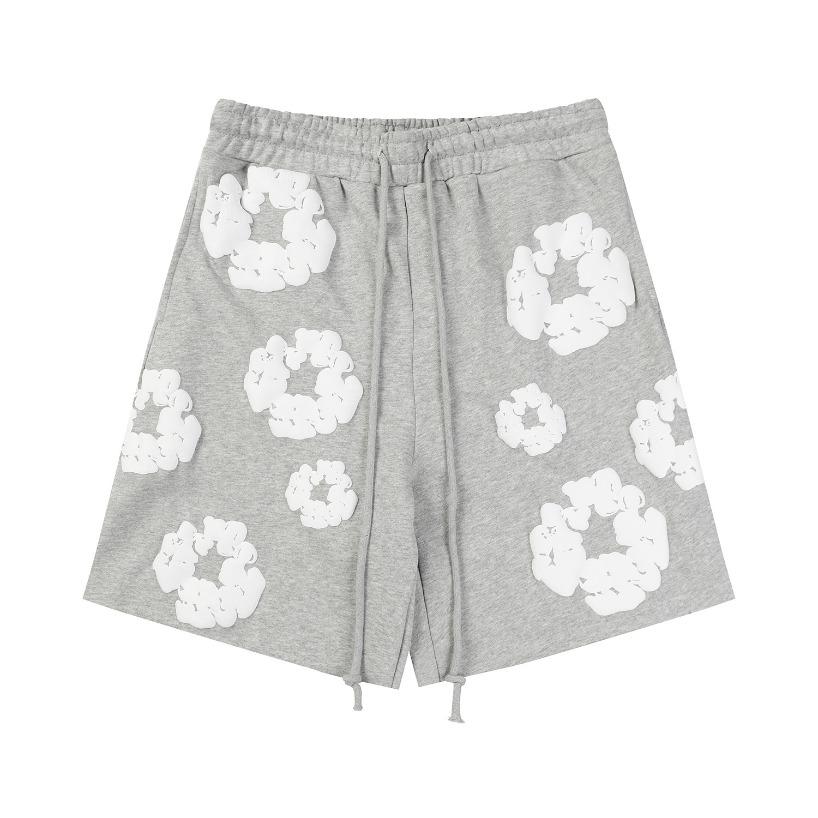 VEZFAA Women's Fashion Summer Spring Loose Casual Flower Print Elastic Waist Shorts Beach Shorts Breathable Wide Leg Shorts